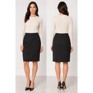 Escada Black Wool Pencil Skirt Women US 10 EU 40‎ Lined Career Quiet Luxury